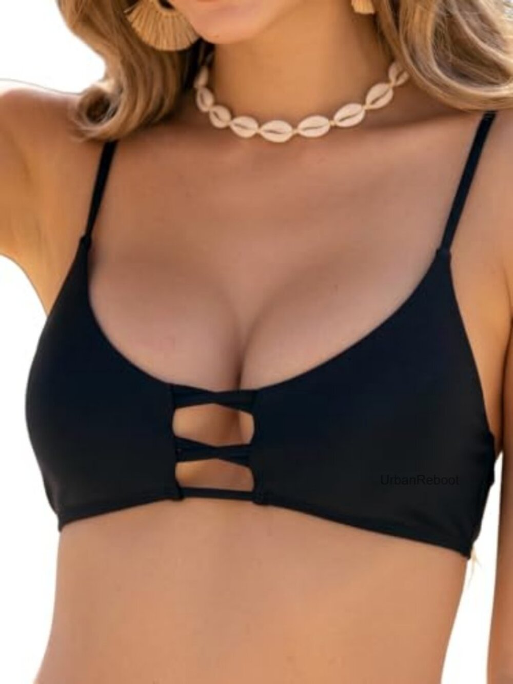 Women's Strappy Triangle Push Up Bikini Top Padded Swim Suit Top